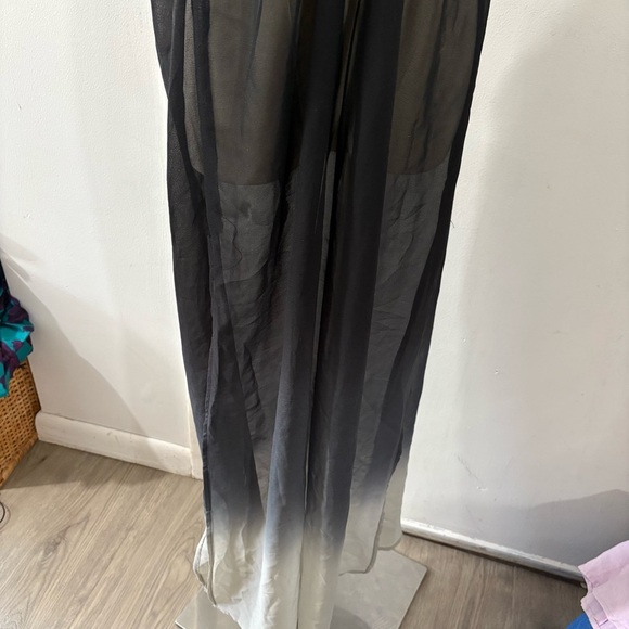 Raviya Strapless Sheer Maxi Cover Up Halter Sz S Black Gray Ombre Side Slit - Picture 3 of 7